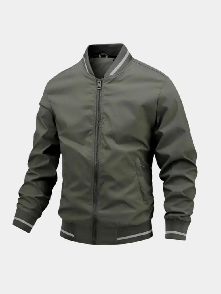 Green Oversized Button-Front Bomber Jacket with Set-In Pockets