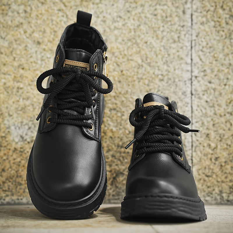 Rugged Lace-Up Ankle Boots with Side Zipper – view 7