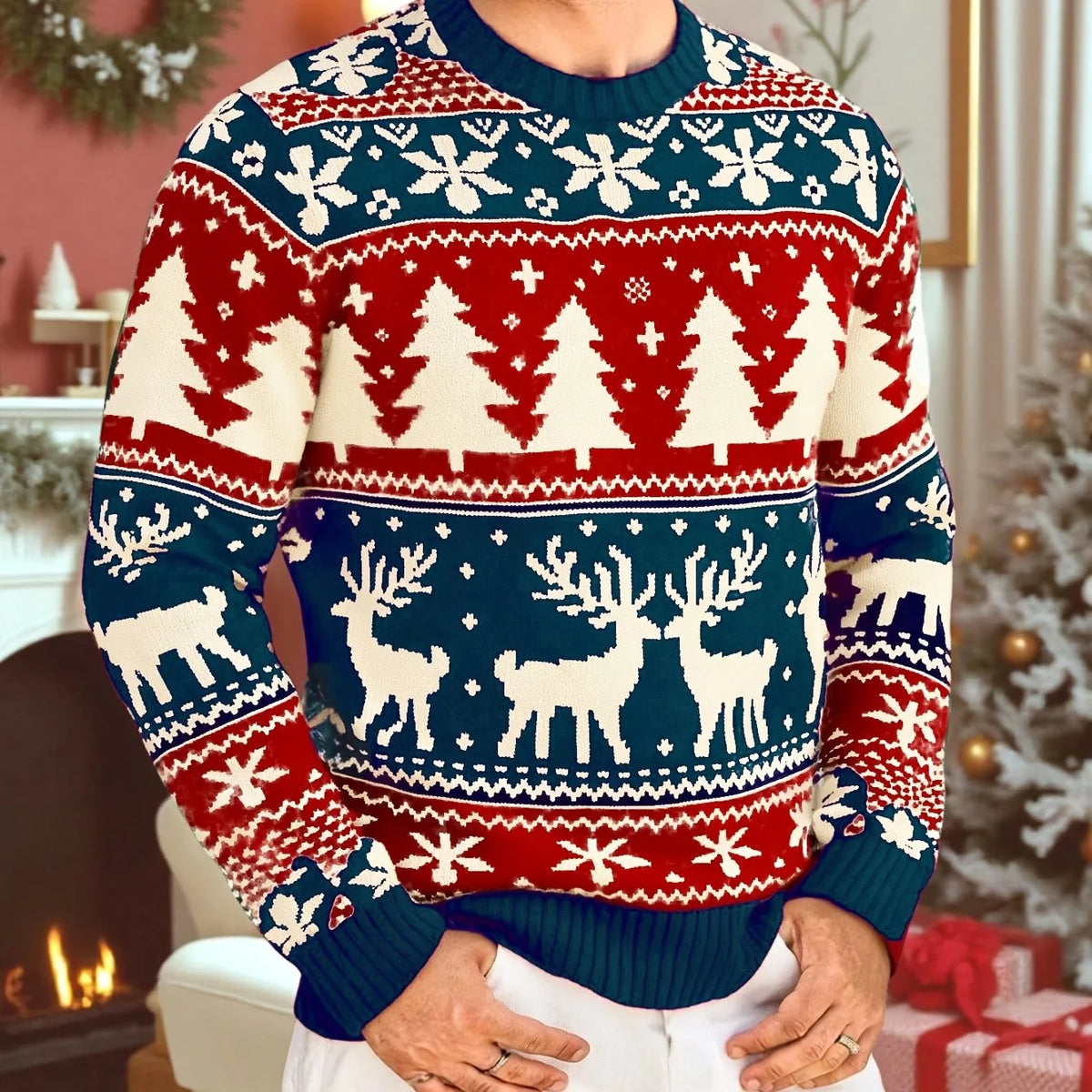 Men's Christmas Sweater, Classic Holiday Knit Pullover