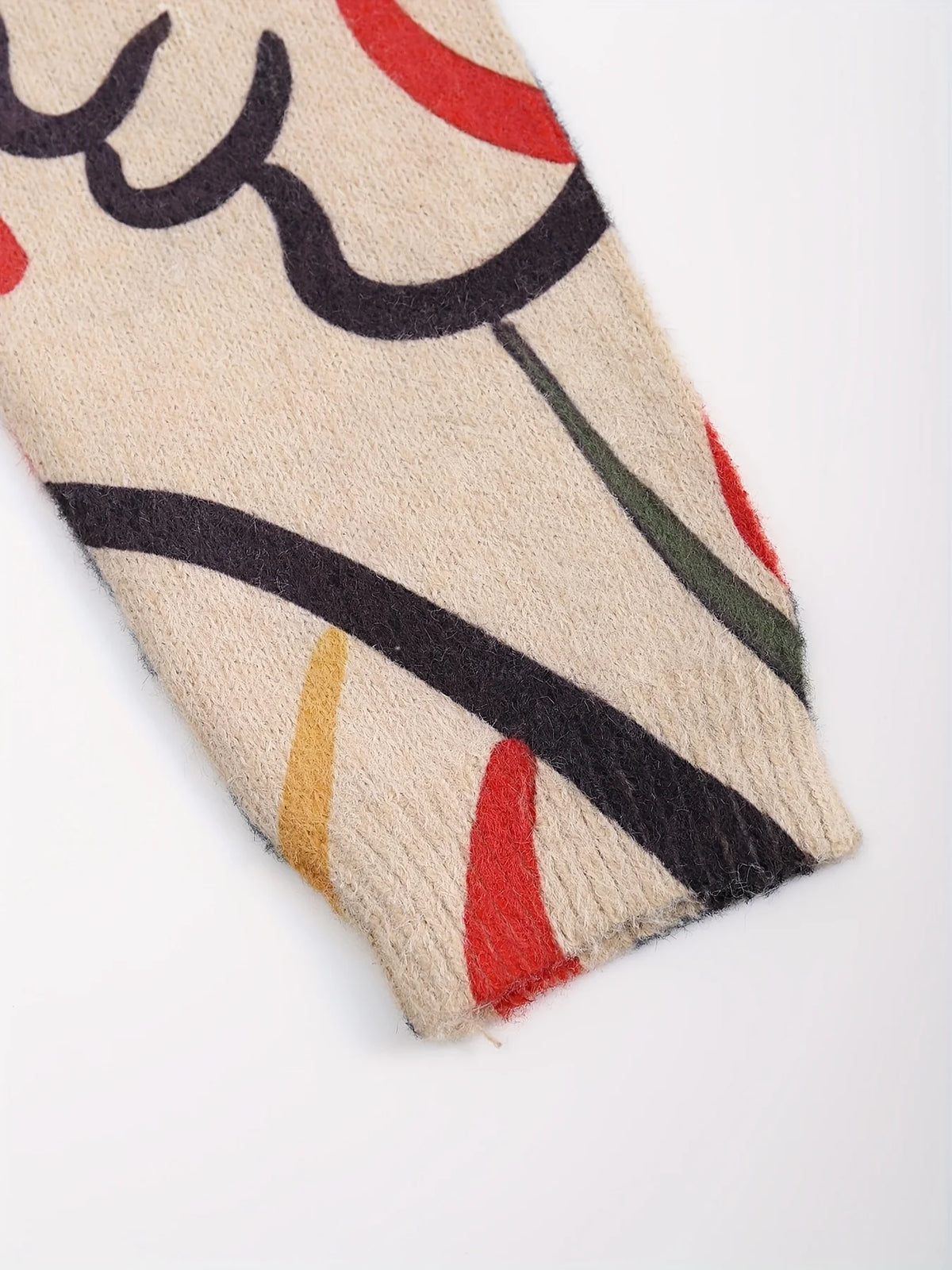 Women's Abstract Print Sweater, Colorblock Knit Top