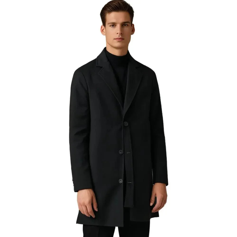 Hudson wool blend overcoat in black