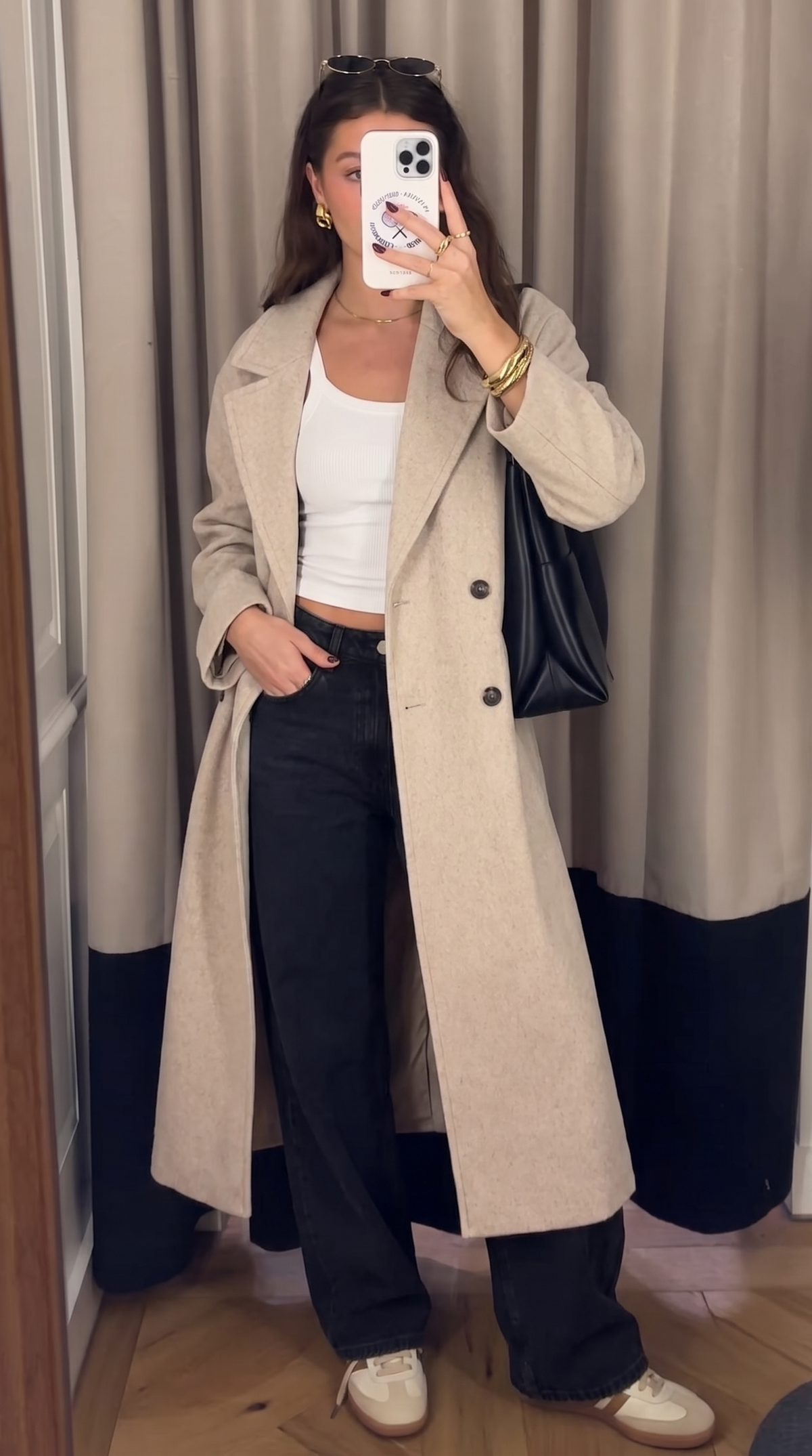 Beige Oversized Slouch-Shoulder Winter Coat with Side Pockets – view 3