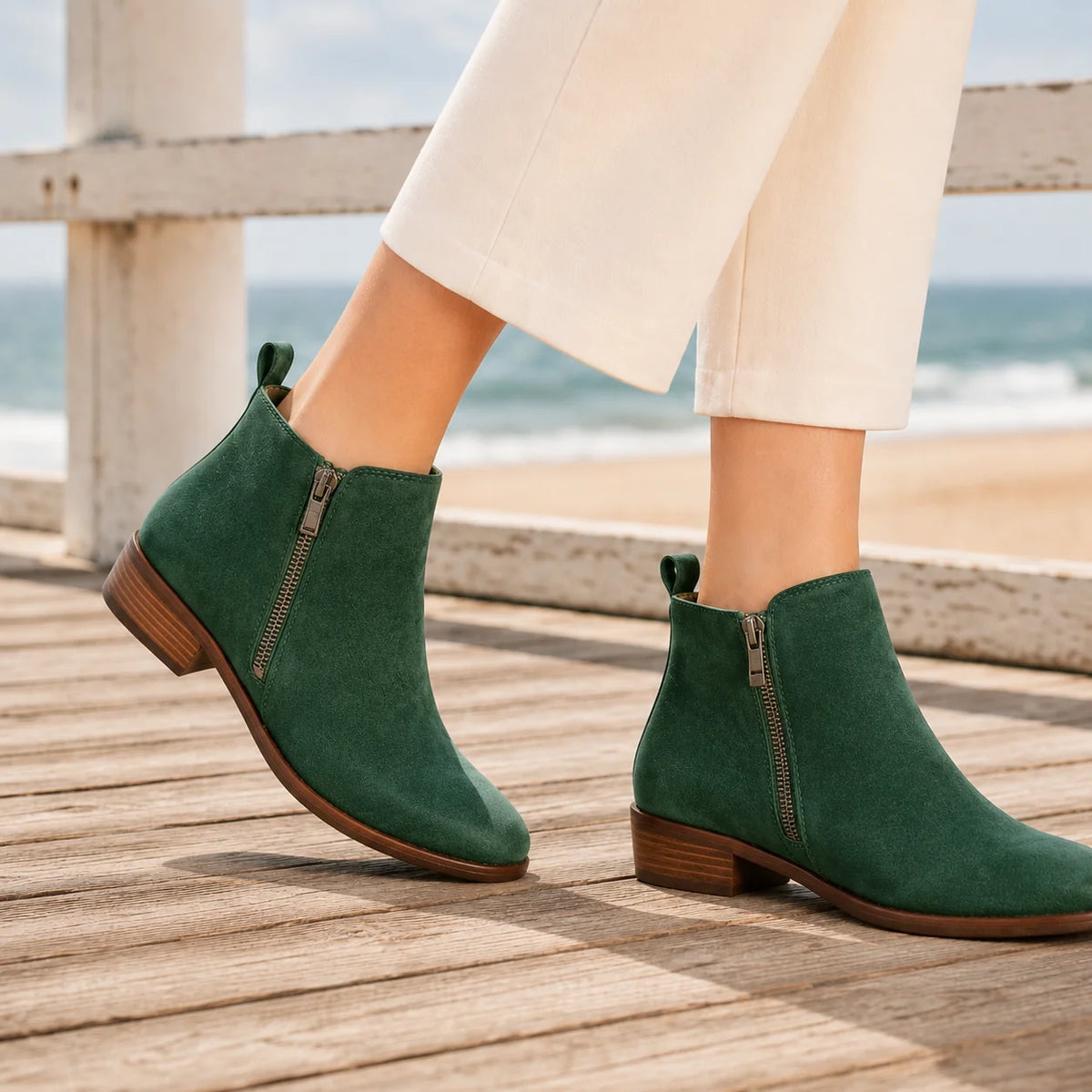 Women's black comfort ankle boots, front view