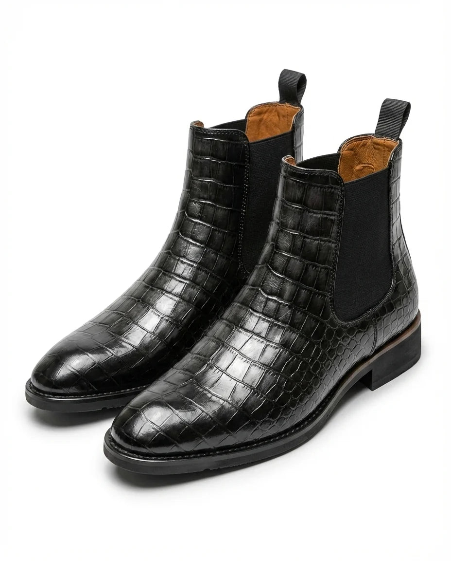 Wesley crocodile-embossed leather boots, sole detail