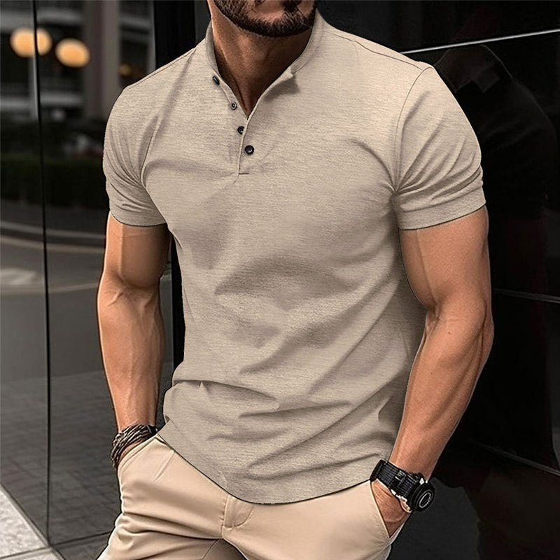 Effortless Men's Polo Shirt with Henley Design 4