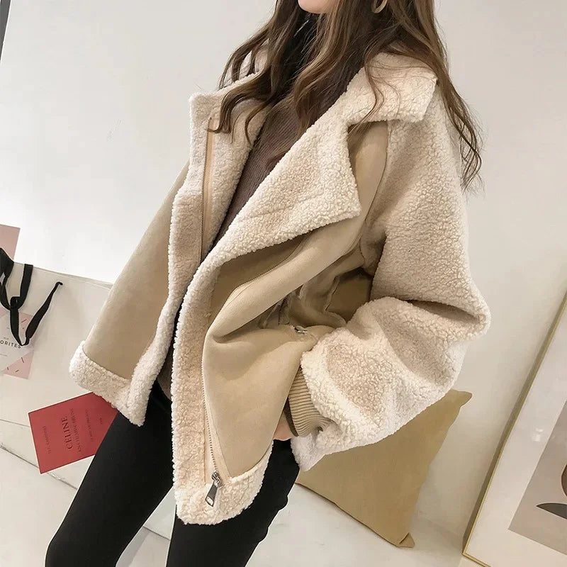 Sadie faux shearling jacket in ivory
