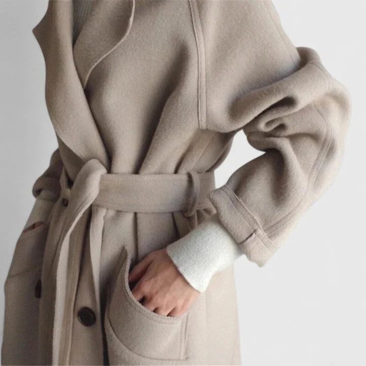 Double-Breasted Notch-Lapel Longline Coat with Set-In Pockets – view 4