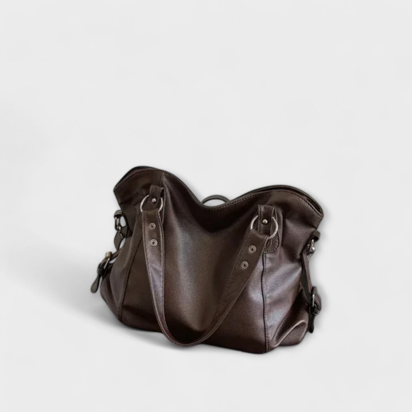 Women's vegan leather shoulder bag with convertible crossbody strap