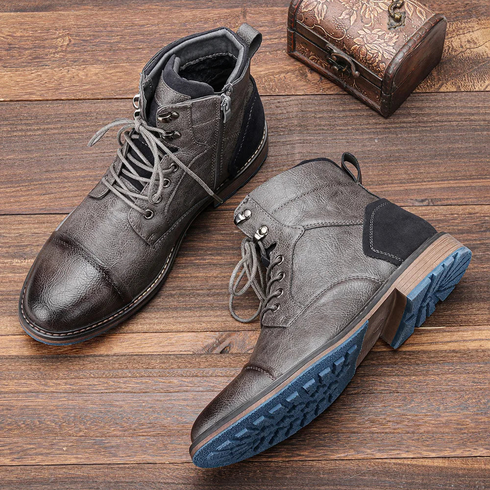 Felix leather ankle boots worn, lifestyle shot