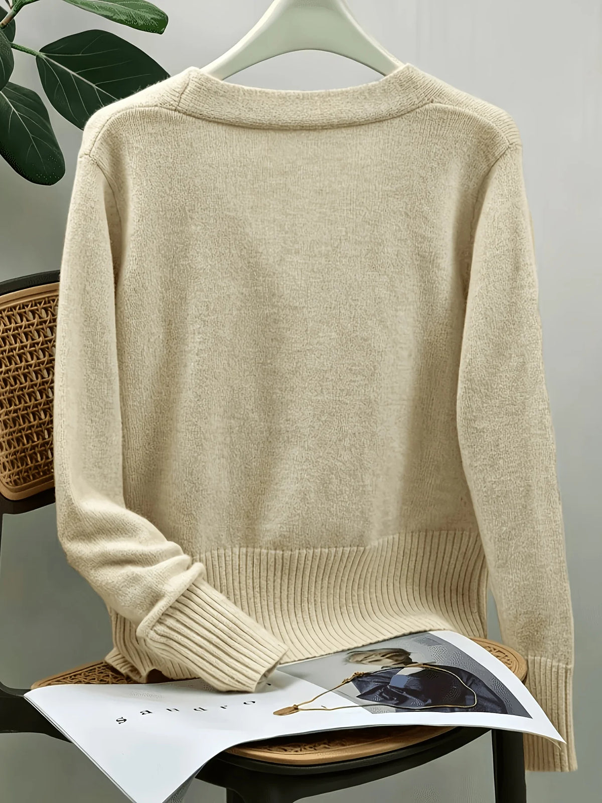Women's Heart-Button Cardigan, V-Neck Knit Layer