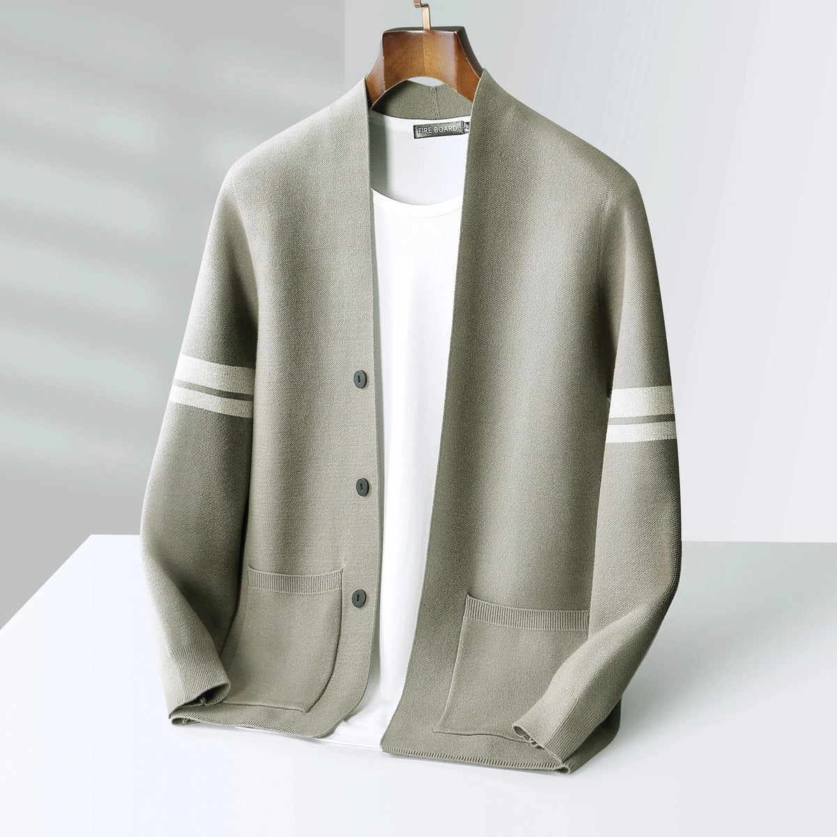 Easton wool cardigan, knit texture detail