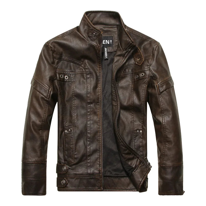 Connor leather jacket, back view