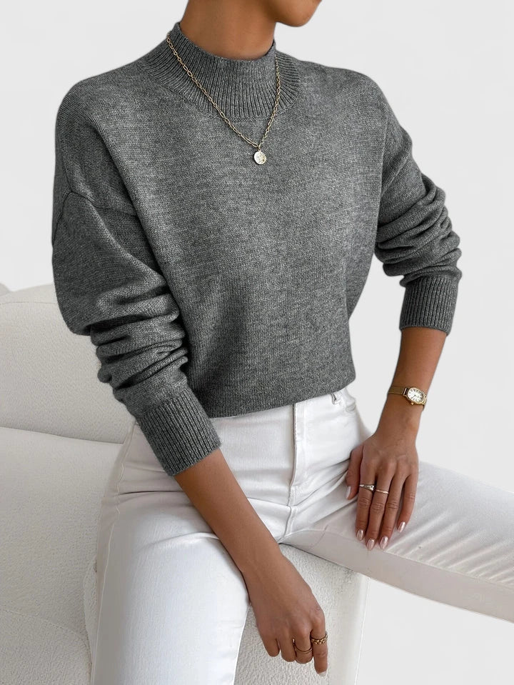 Women's dark gray turtleneck sweater