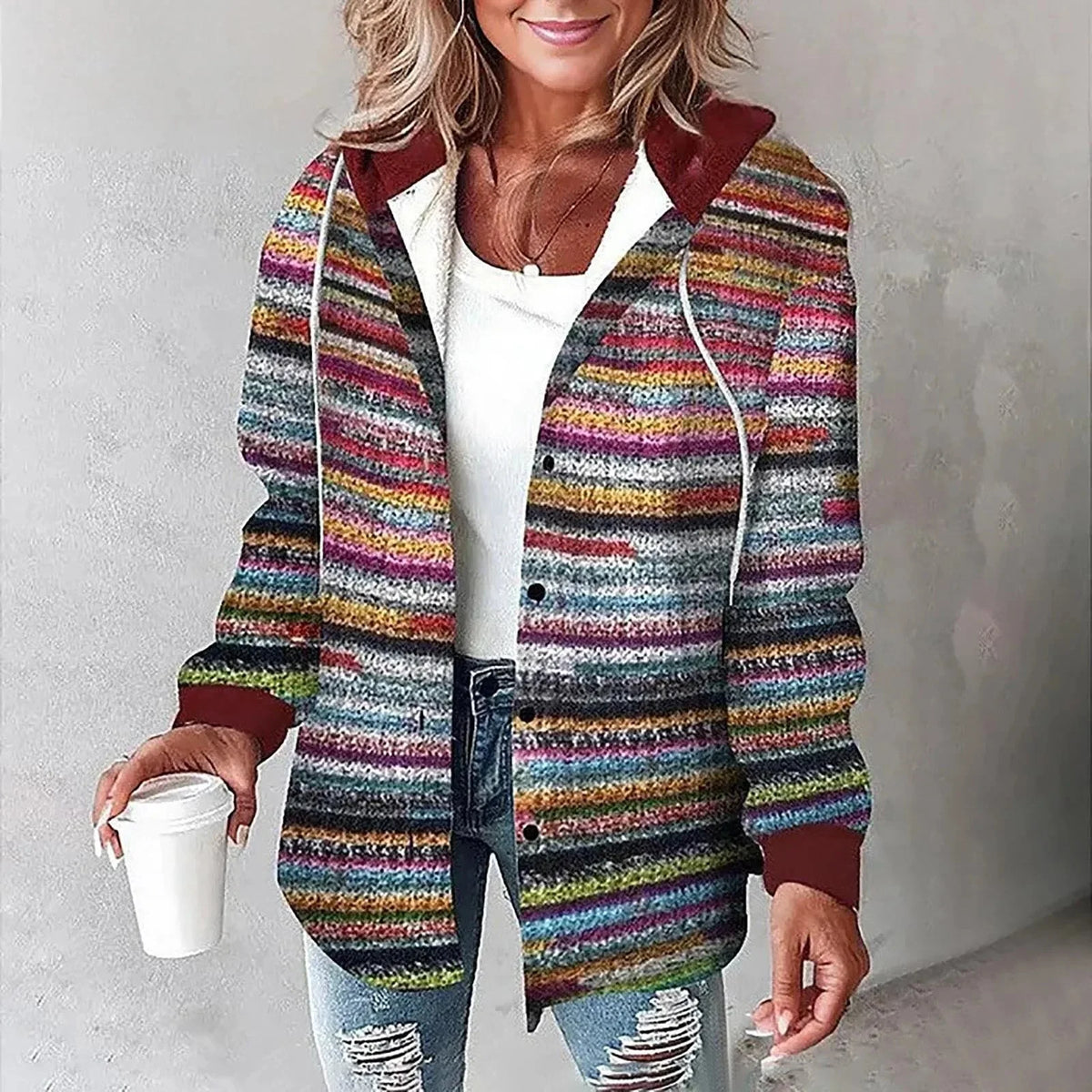 Women's multicolored insulated wind-resistant jacket