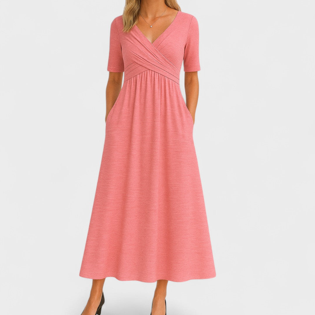 Ivy | Midi Dress Surplice V Neck Elbow Sleeve 6