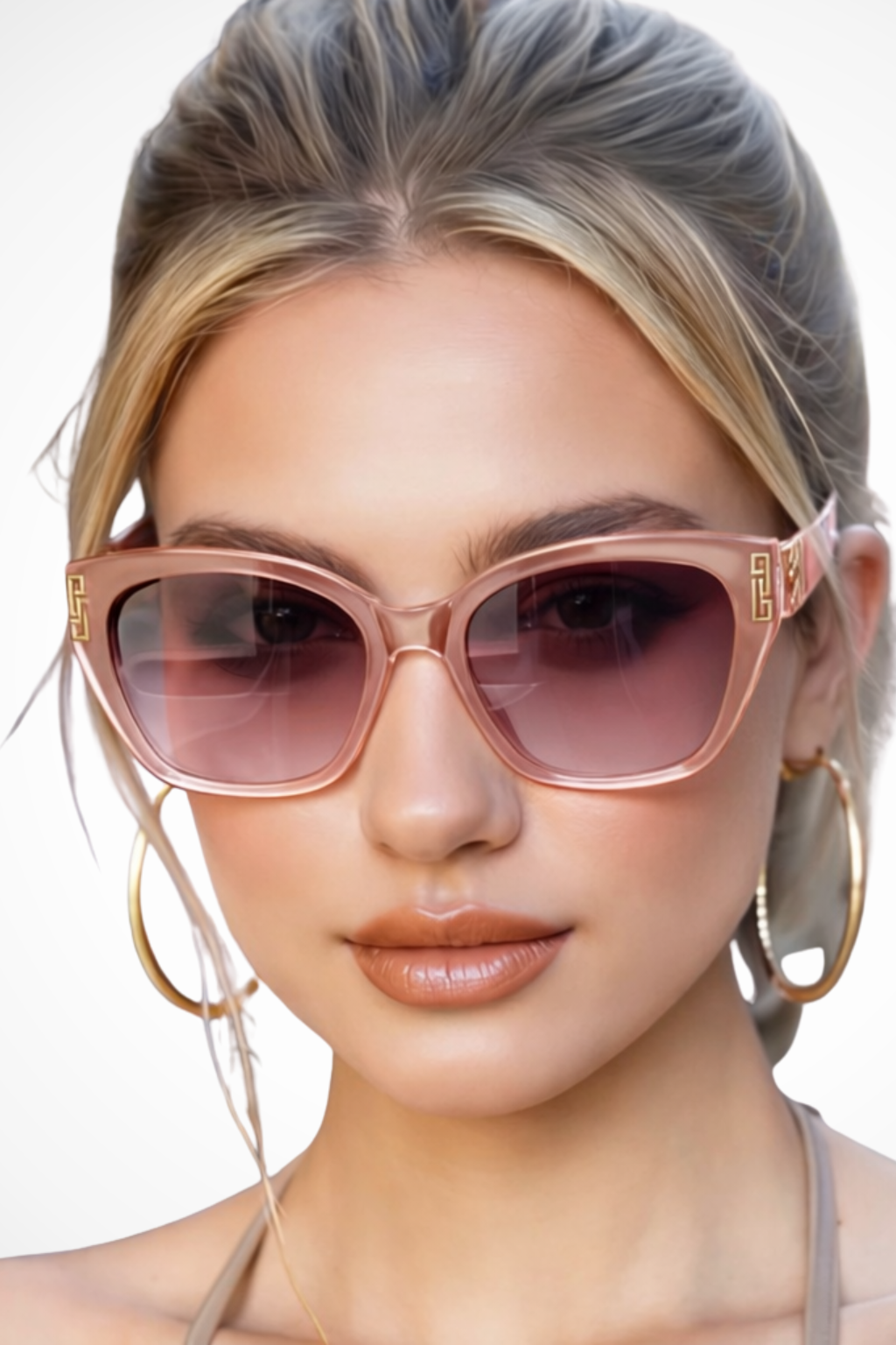 Women's cat eye sunglasses with gold detail