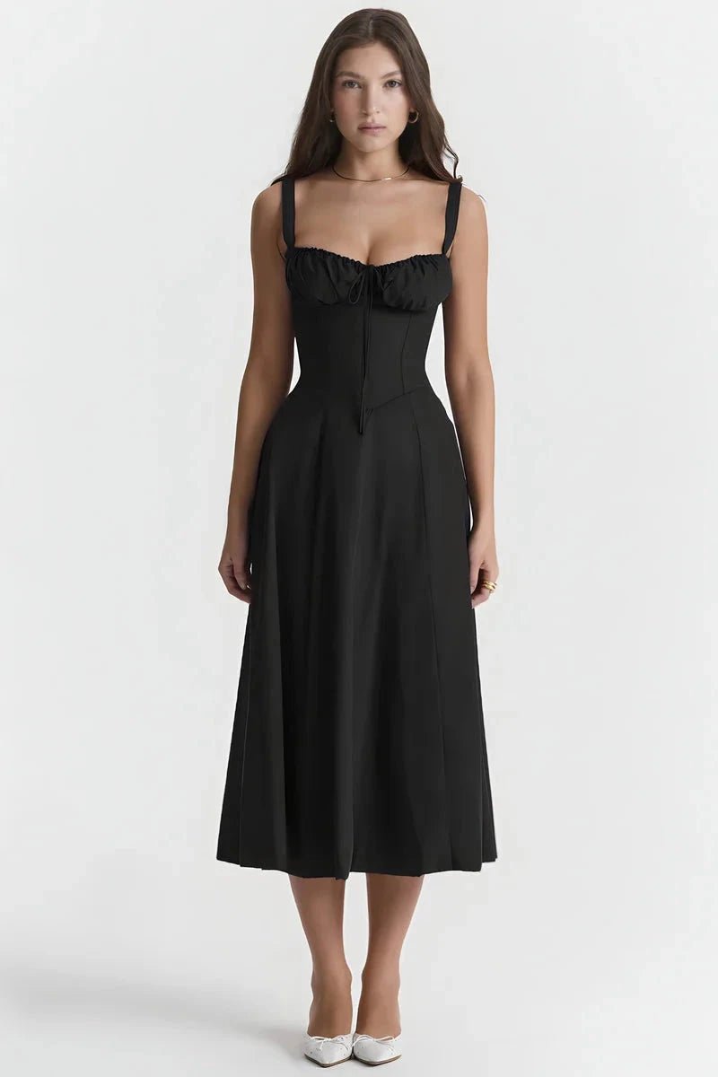 Lila | Floral Dress Corset Tie Side Slit Midi 13