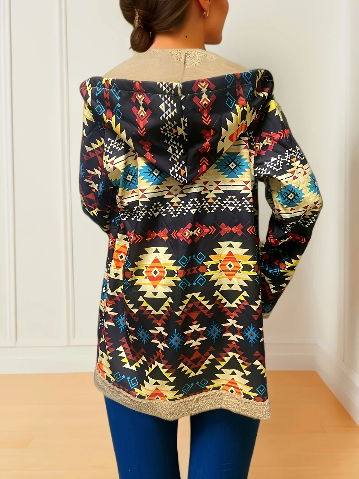 Women's Hooded Patterned Coat, Cold-Weather Outerwear