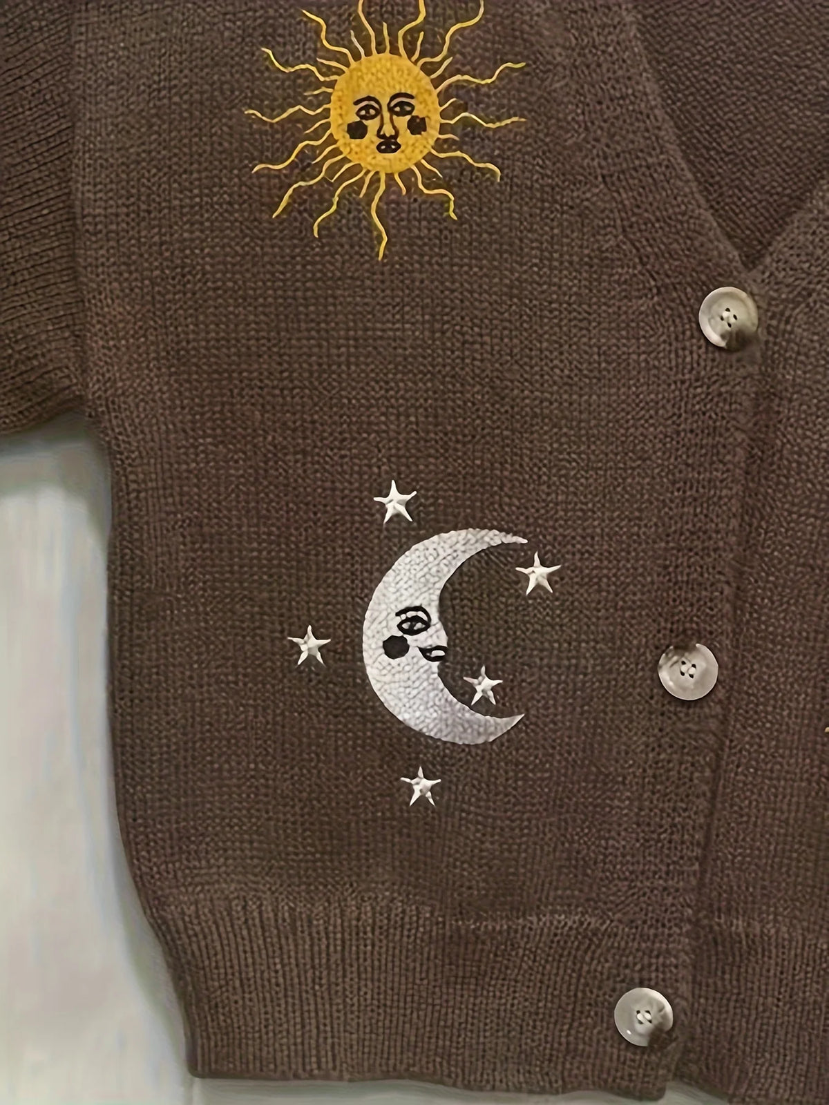 Women's Embroidered Cardigan, Celestial Lantern Sleeve