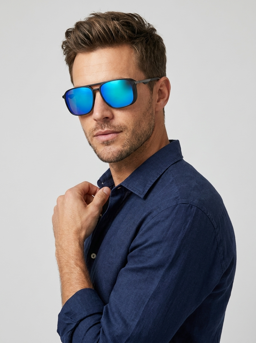 Men's black Polarized Aviator Sunglasses