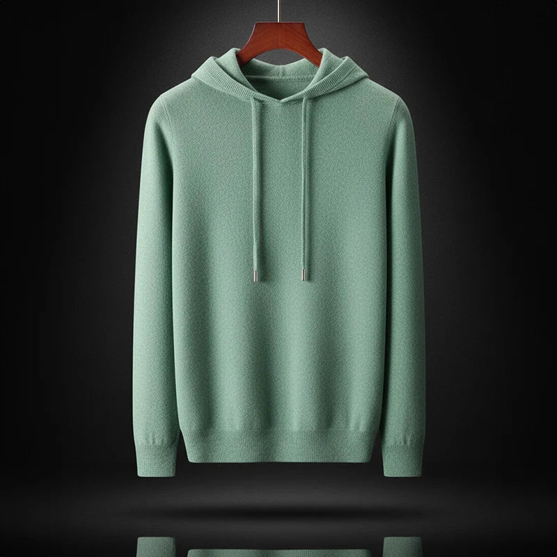 Emerald green merino wool hoodie