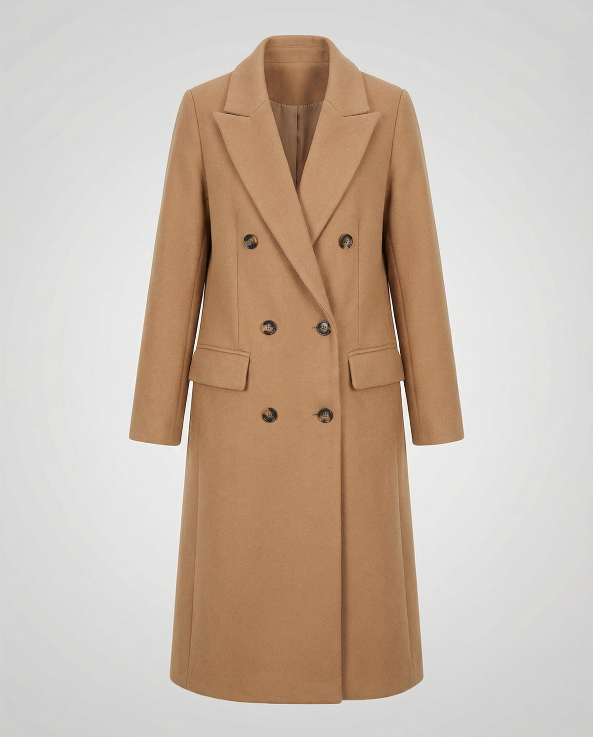 Brown Notch-Lapel Hooded Trench Coat