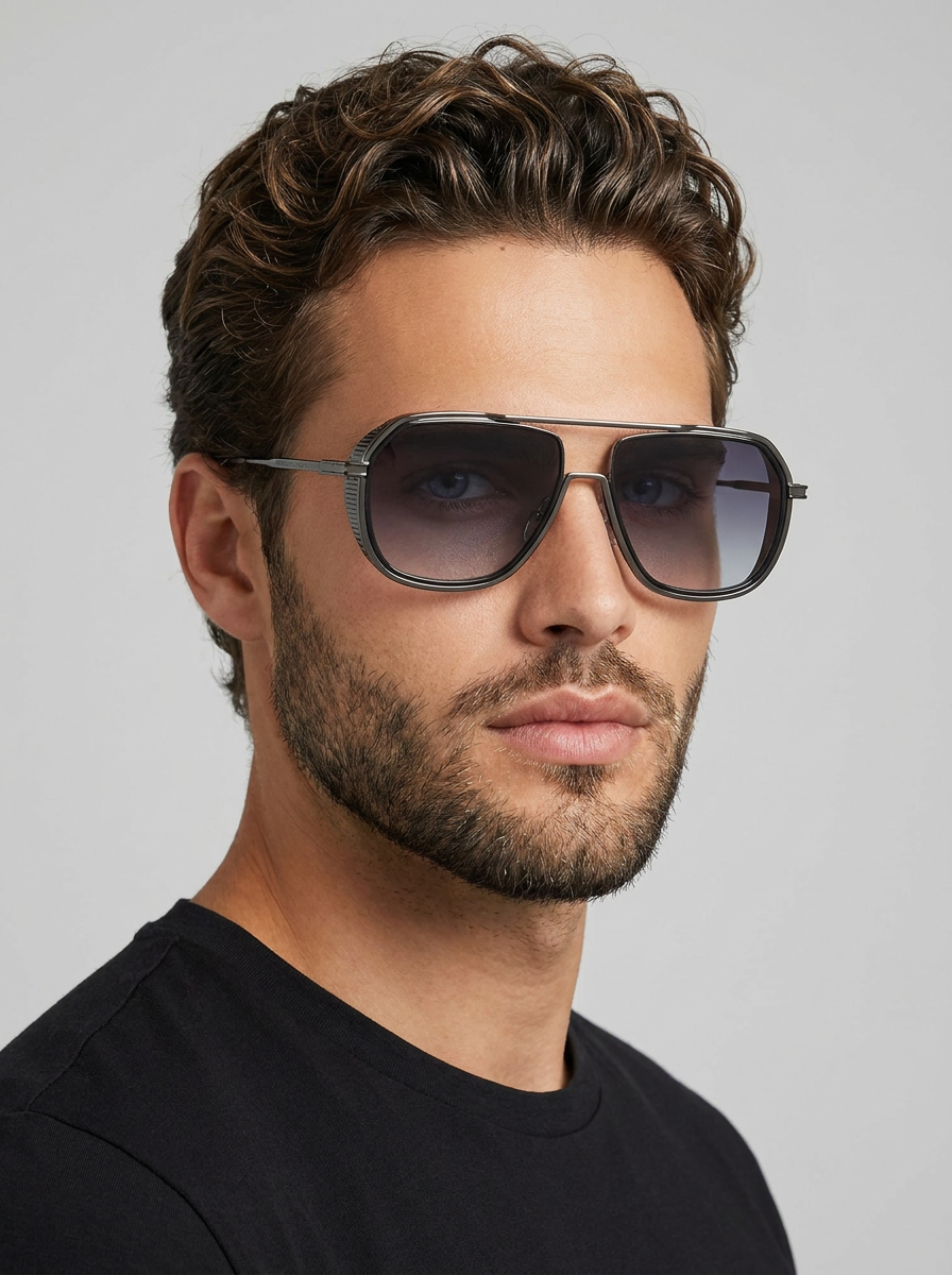 burgundy Square Aviator Sunglasses