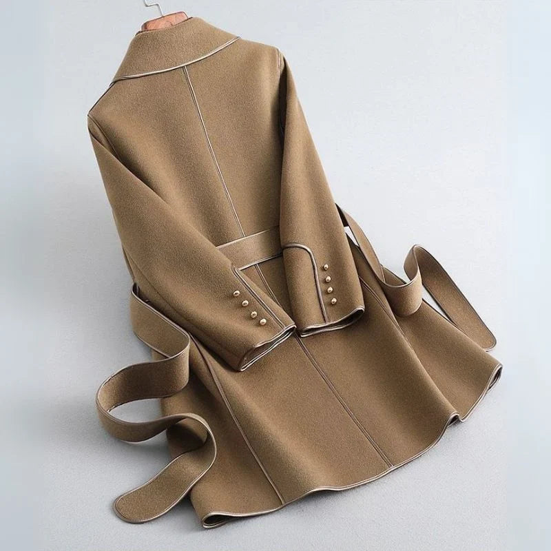 Belted Notch-Lapel Trench Coat