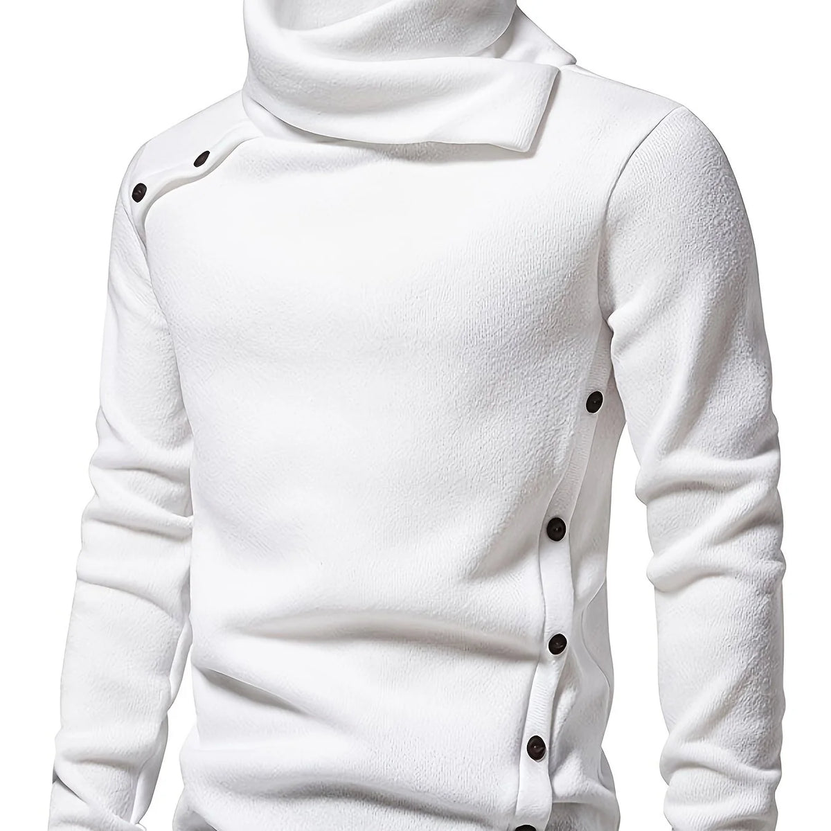 Men's Button-Up Sweater, Slouchy Collar Winter Knit