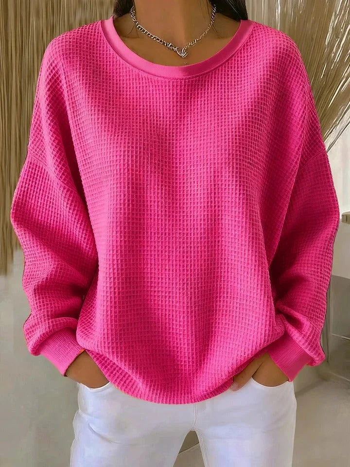 Women's fuchsia classic knit sweater