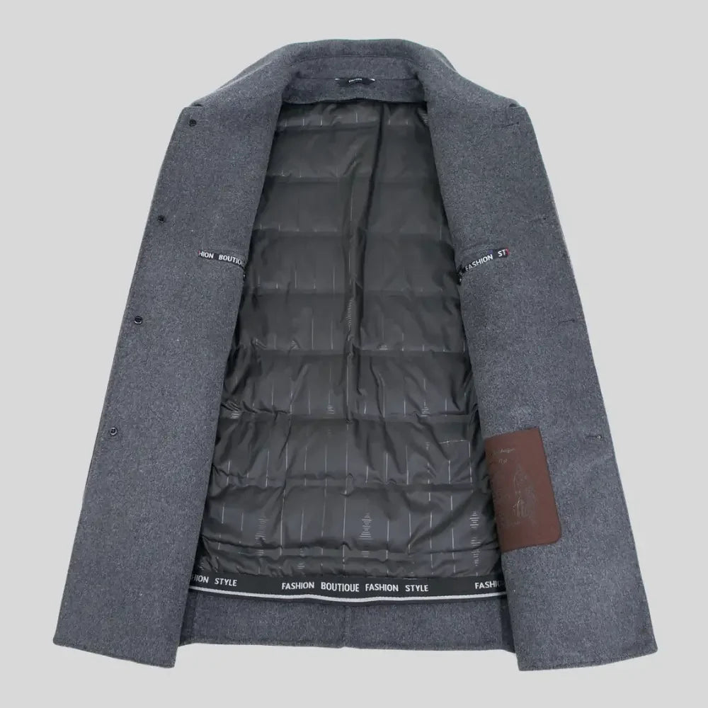 Men's wool blend overcoat with button front