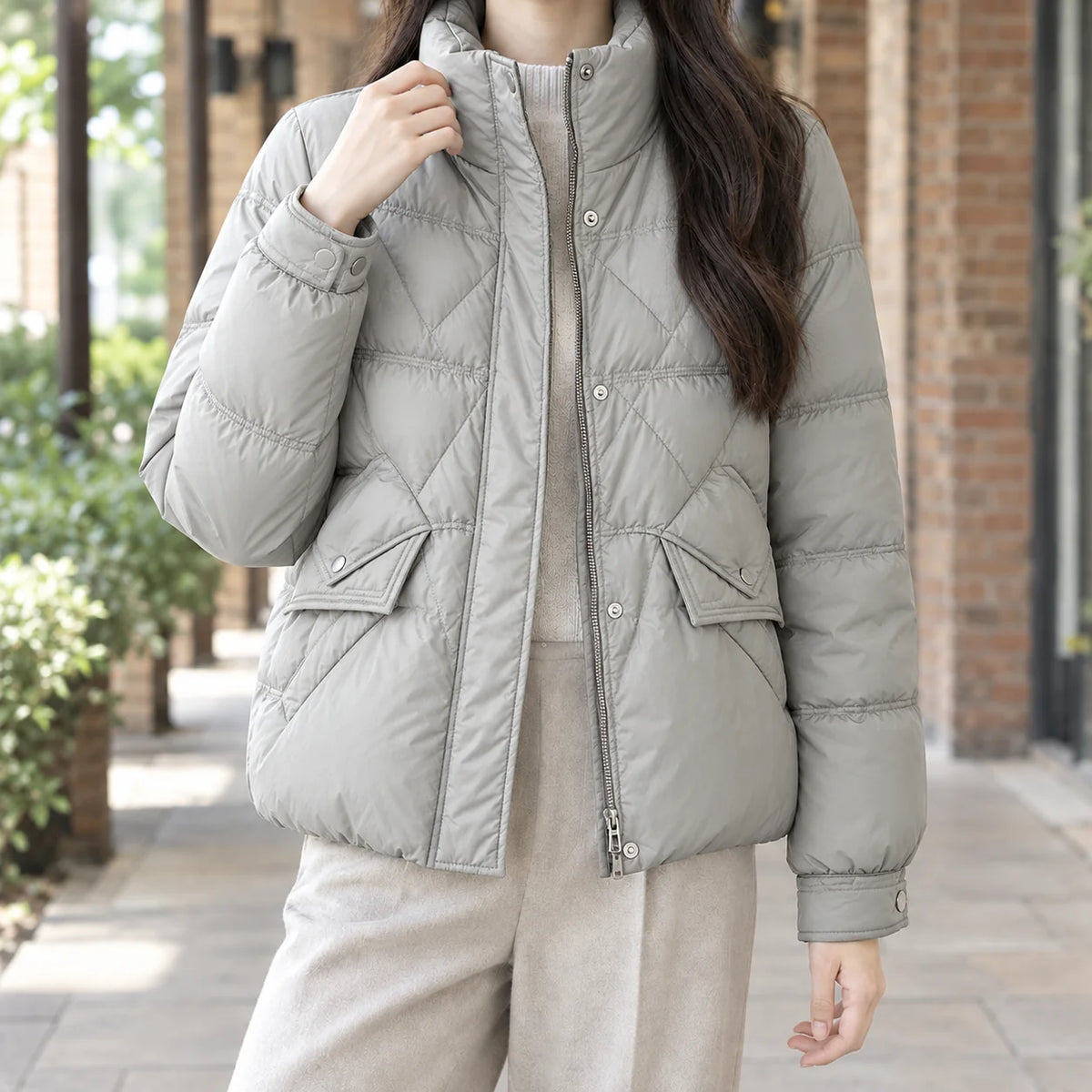 Faith quilted jacket in khaki