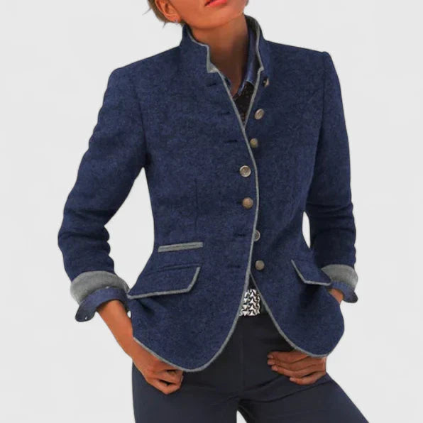 Royal Blue Button-Front Longline Graceful Cardigan