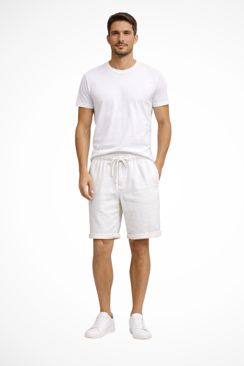 Men's khaki drawstring waist casual shorts