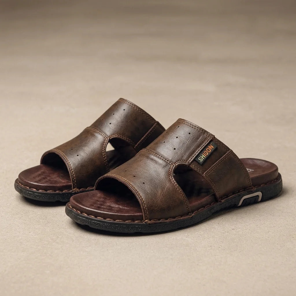 Jasper slide sandals, footbed detail