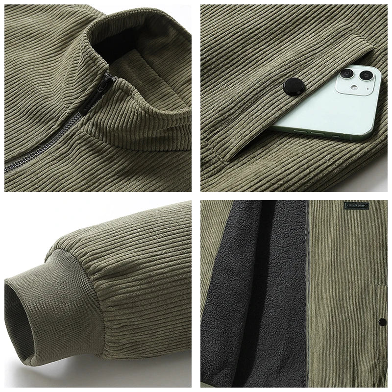 Nolan corduroy bomber jacket, ribbed cuff detail