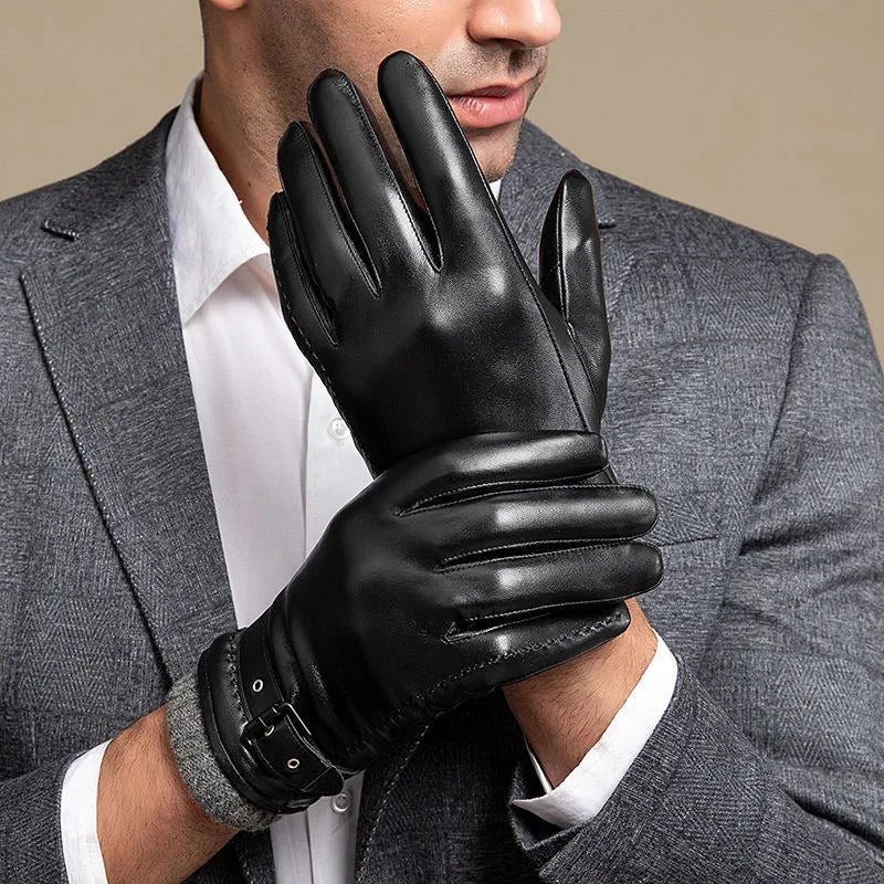 Sheepskin leather gloves with cashmere lining