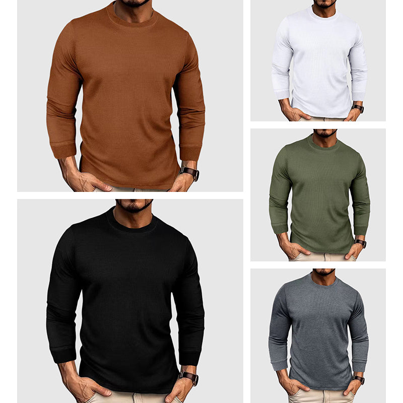 Men's black knit shirt with high collar in insulated yarn