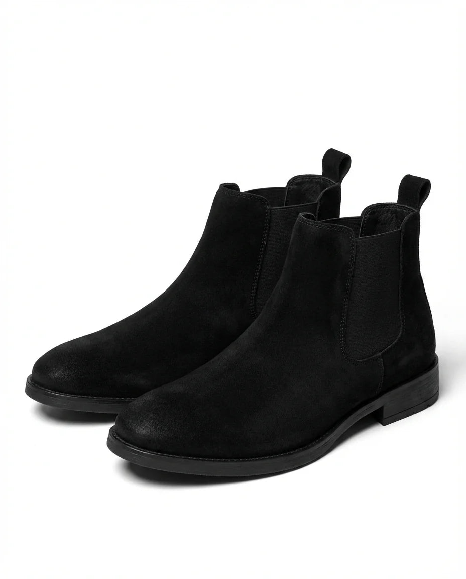 Jackson suede Chelsea boots worn, lifestyle shot
