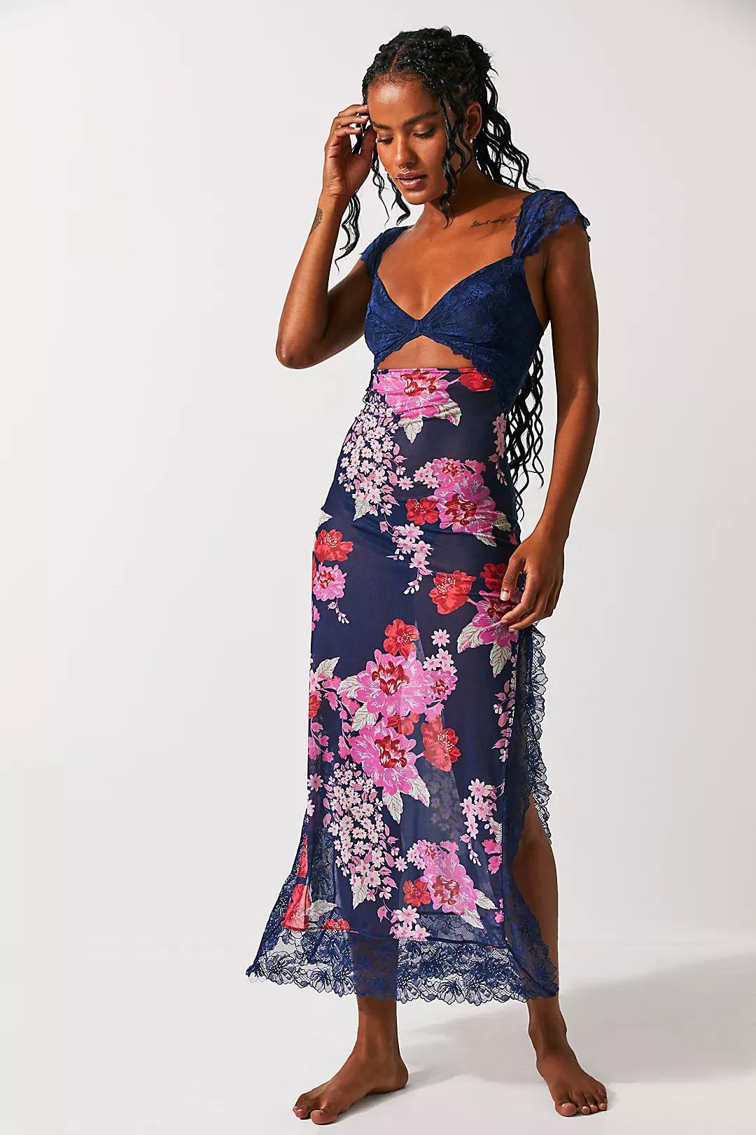 Vera | Floral Dress Sheath Lace Side Slit Elegant 17