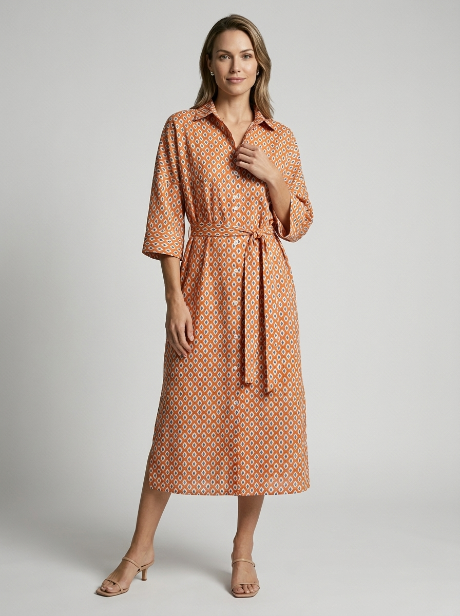 Women's blue Striped Button-Front Shirt Dress