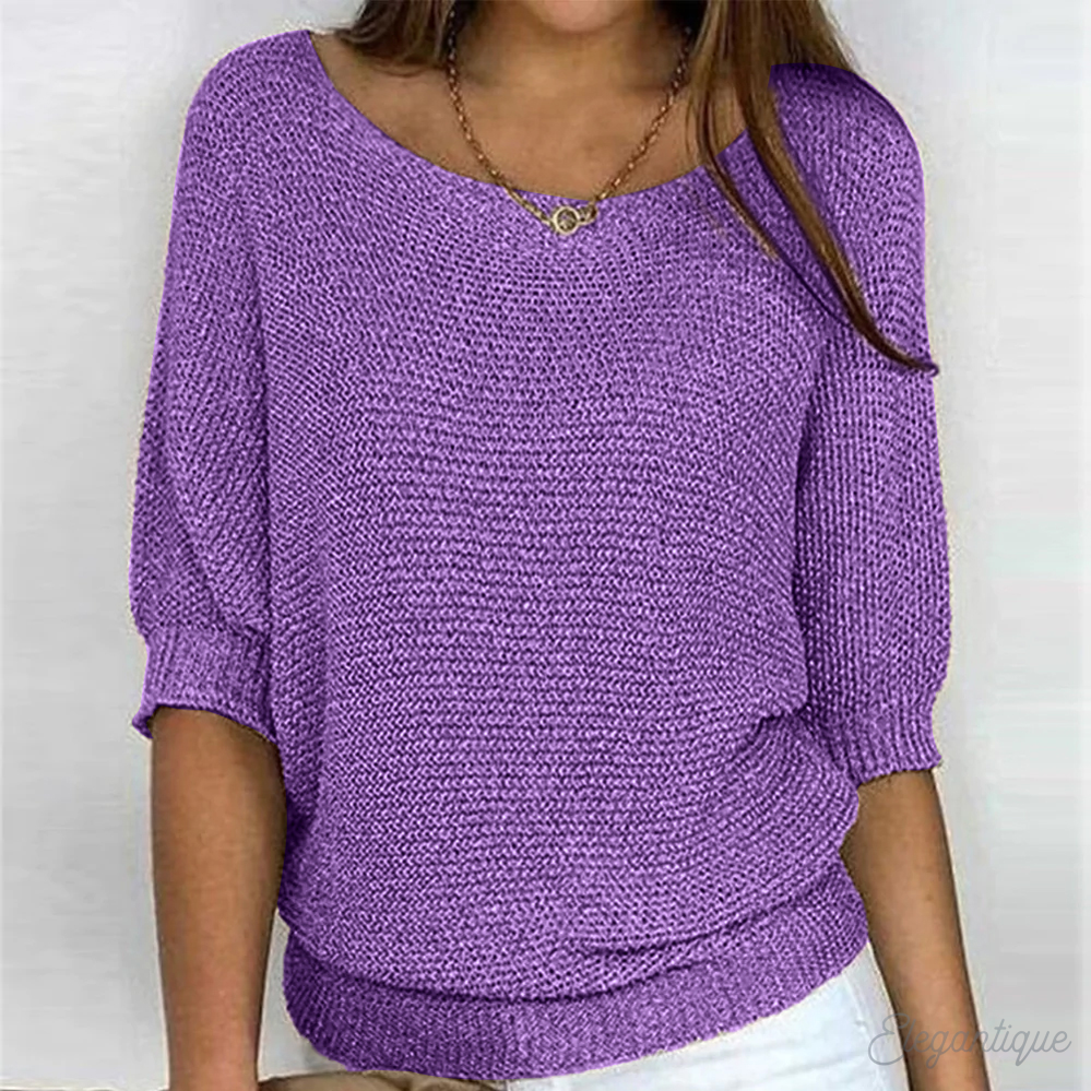 Women's classic crew neck sweater in yellow