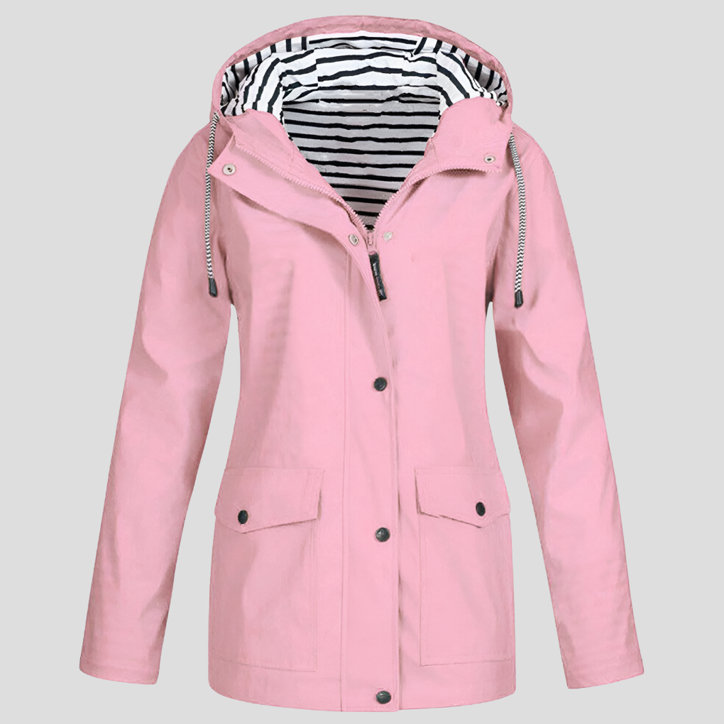 Women's yellow insulated waterproof jacket with hood