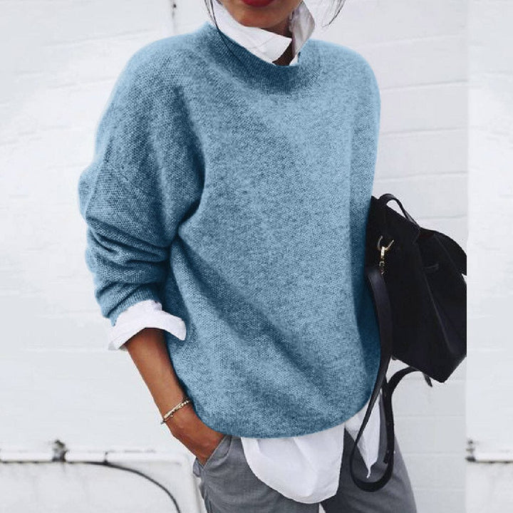 Women's oversized crew neck sweater in blue