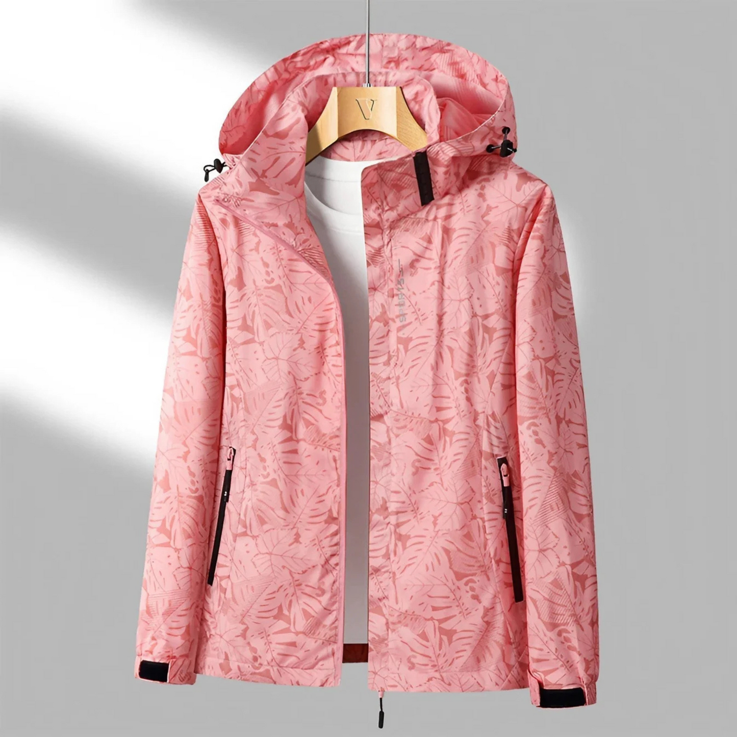 Women's waterproof windbreaker jacket in pink