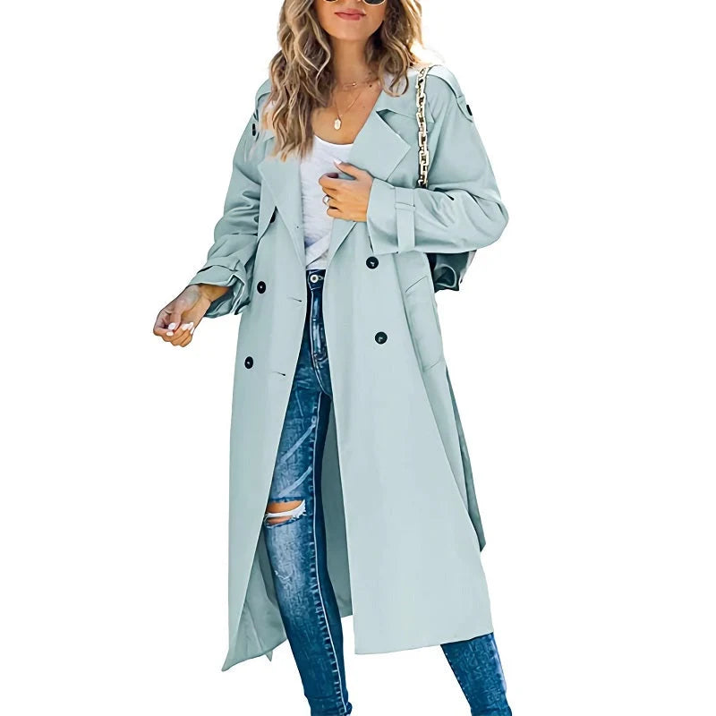 Rose trench coat, notched collar detail