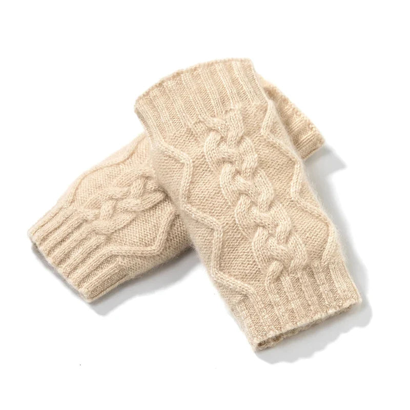 Women's goat cashmere fingerless gloves