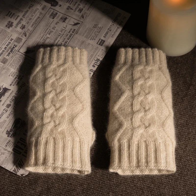 Women's goat cashmere fingerless gloves