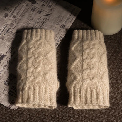 Women's goat cashmere fingerless gloves