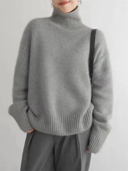 Women's soft-touch turtleneck in grey